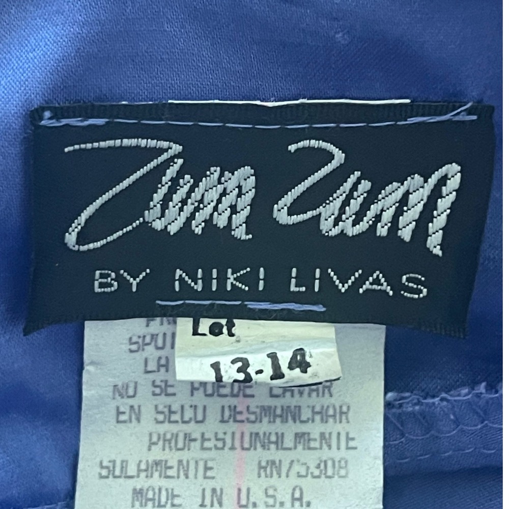 Zum Zum Satin Maxi Dress Blue Sequin Halter Open Back Vintage Y2K Formal 13-14 - Picture 2 of 16